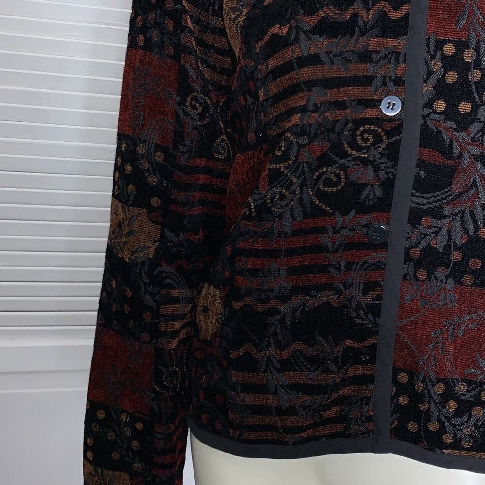 Vintage Reversible Patchwork Button Down Tapestry… - image 7